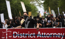 <p>Black Lives Matter protesters take to the streets during a march and demonstration on April 4, 2018 in Sacramento, Calif. (Photo: Justin Sullivan/Getty Images) </p>