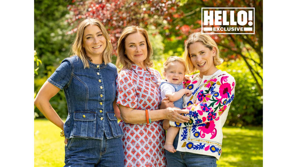 Penelope Chilvers with Gemma and Africa and grandchild at Cotswolds home