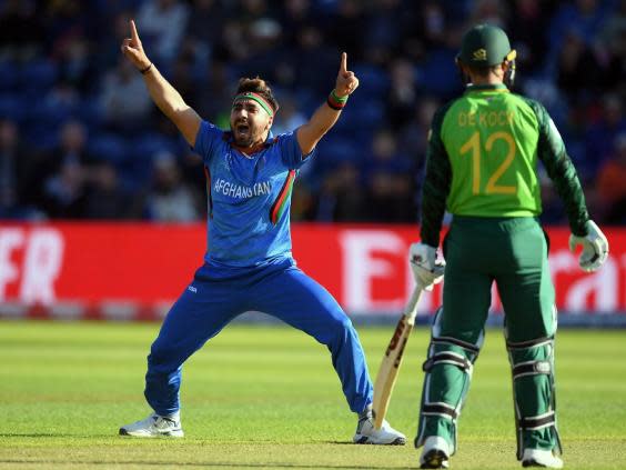 Afghanistan’s Aftab Alam appeals for the wicket of Hashim Amla of South Africa (Getty)