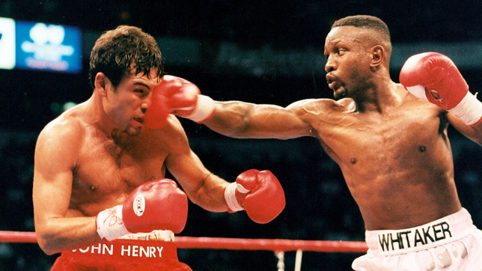 Whitaker and De La Hoya during their 1997 title fight. 