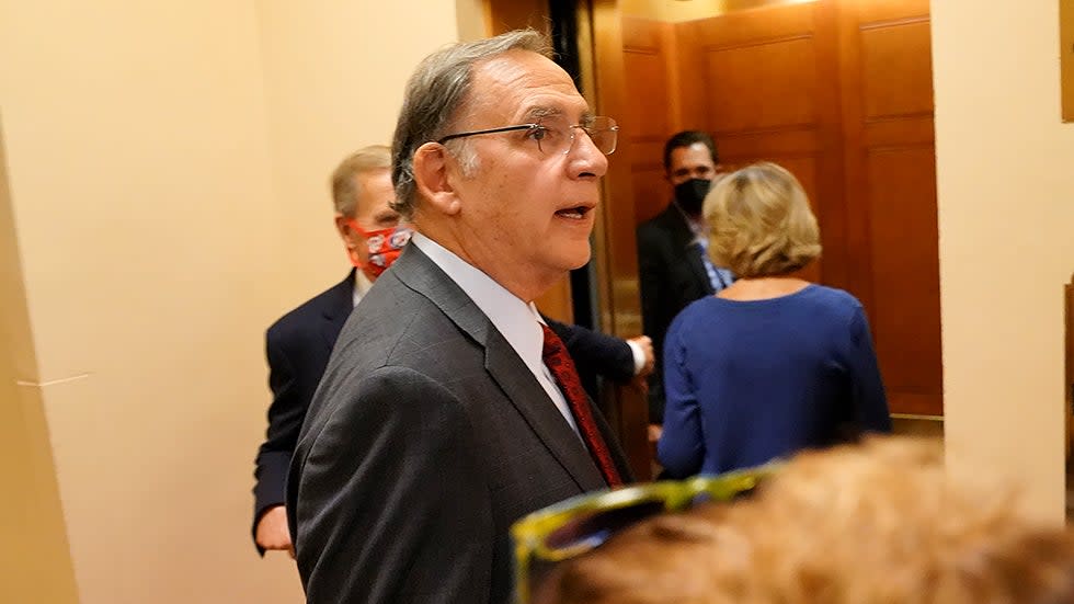 Sen. John Boozman (R-Ark.) arrives to the Capitol for a vote on Wednesday, July 21, 2021.