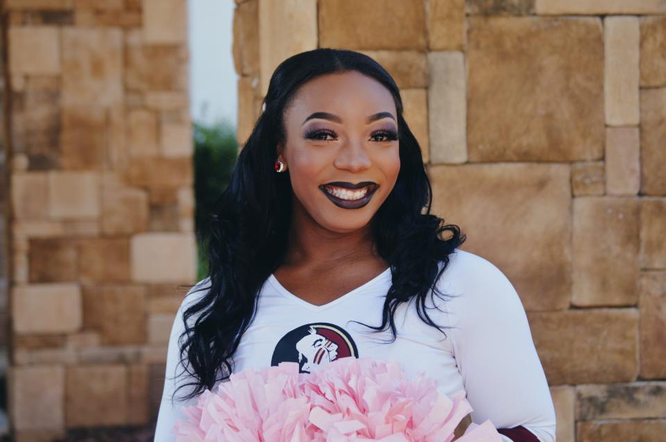 FSU student athlete Taylor Holmes is a cheerleader at the university and is also the vice president for the Black Student Athlete Association on campus.