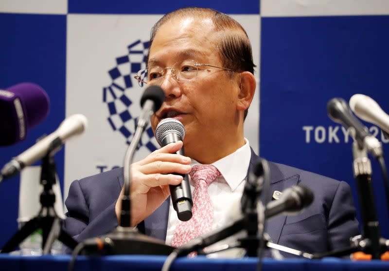 Toshiro Muto, Tokyo 2020 Organizing Committee Chief Executive Officer, attends a news conference after Tokyo 2020 Executive Board Meeting in Tokyo