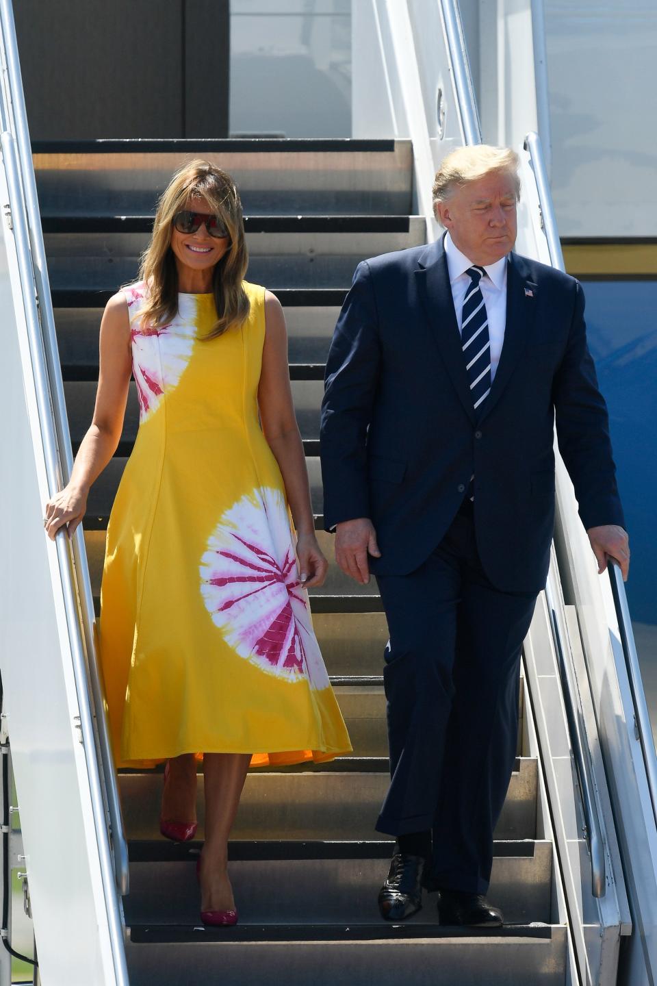 Donald and Melania arrive in Biarritz, south-west France, on August 24, 2019, for the first day of the annual G7 Summit. [Photo: Getty]