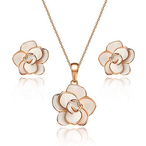 2) Rose Flower Jewelry Set