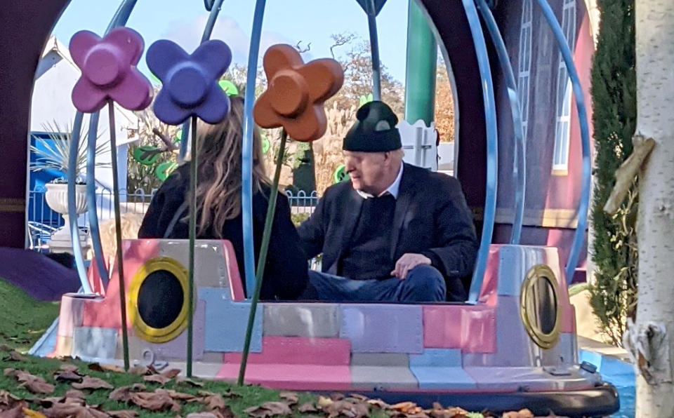 Boris Johnson visited Peppa Pig World in Hampshire on Sunday. (SWNS)