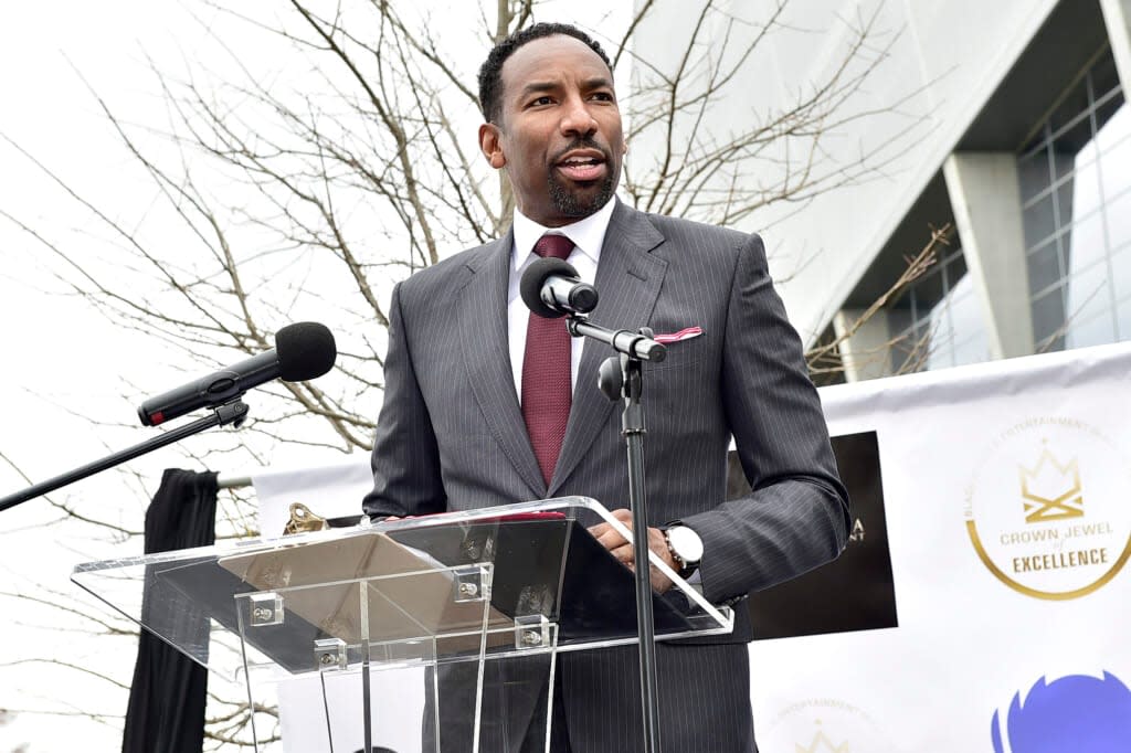 ATLANTA, GEORGIA – FEBRUARY 17: Mayor of Atlanta, Andre Dickens speaks during the Black Music and Entertainment Walk of Fame Crown Jewel of Excellence Induction Ceremony and Celebration Brunch on February 17, 2022 in Atlanta, Georgia. (Photo by Moses Robinson/Getty Images for the Black Music & Entertainment Walk Of Fame)