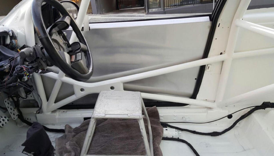 The driver was seated on a metal stool. Source: Facebook/ NSW Traffic and Highway Patrol Command