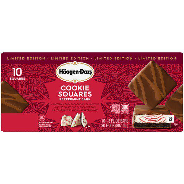 Haagen-Dazs peppermint bark ice cream cookie squares Costco