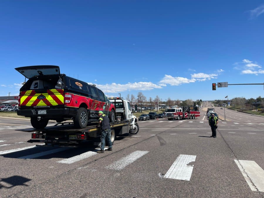 South-Metro-crash with battalion commander vehicle loaded on tow truck