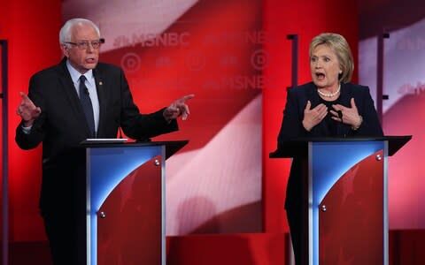 Mr Sanders launched a surprise primary challenge to Mrs Clinton in 2016 - Credit: Getty