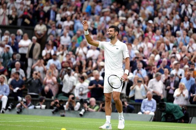 Novak Djokovic celebrates his victory 