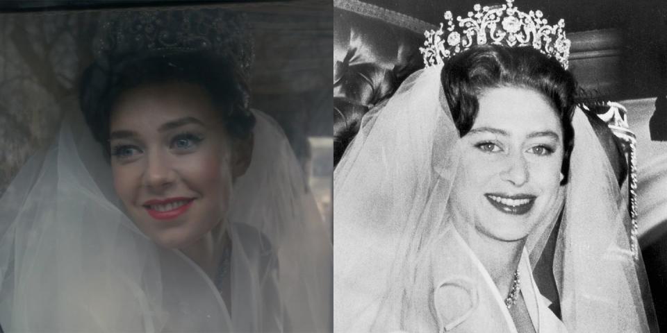 <p>Vanessa Kirby played Princess Margaret, whose love life provided two key storylines during the first two seasons of <em>The Crown</em>. Following her doomed relationship with Group Captain Peter Townsend, which was forbidden by the Church of England given Townsend’s status as a divorcé, Margaret fell in love with photographer Tony Armstrong-Jones. Their wedding at Westminster Abbey in 1960 was the first royal wedding to be televised.</p>