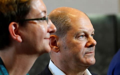 Klara Geywitz and Olaf Scholz, top candidates for the leadership of Germany's Social Democratic Party (SPD) are pictured in Saarbruecken, Germany, September 4, 2019. REUTERS/Ralph Orlowski - Credit: RALPH ORLOWSKI/REUTERS