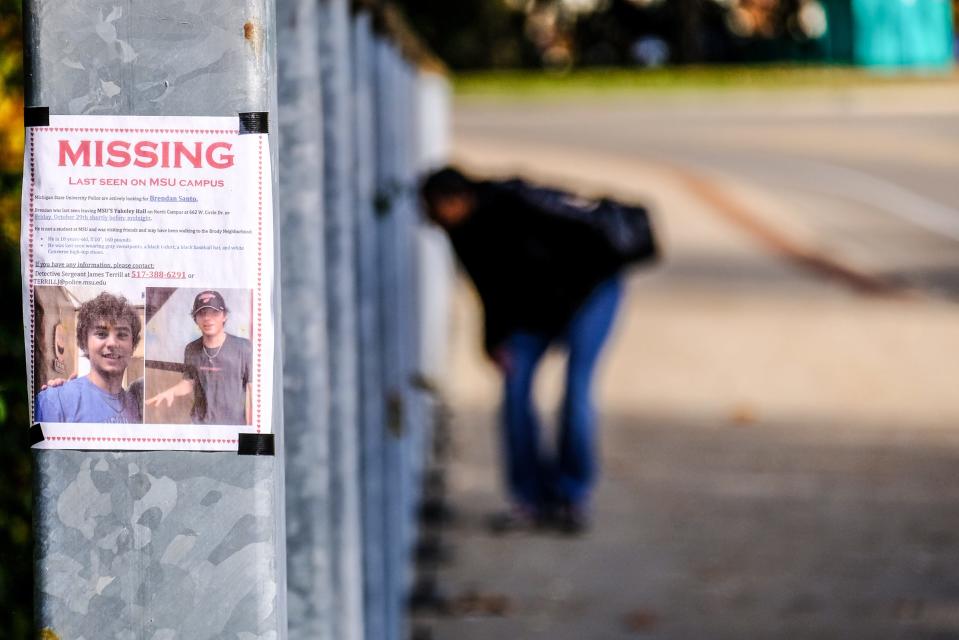 Posters are up all over the MSU campus as volunteers search for Brendan Santo Saturday, Nov. 6, 2021