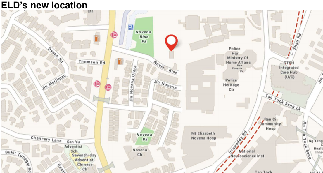 The Elections Department will move to Novena Rise on 4 January 2021. (MAP: ELD)