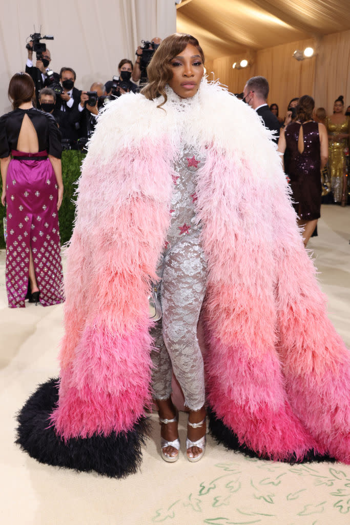 Emma Raducanu was joined by fellow tennis ace Serena Williams who wowed in this feather cape. (Getty Images)