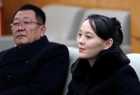 North Korean leader Kim Jong Un's younger sister Kim Yo Jong sits in a meeting room in Incheon, South Korea February 9, 2018. Yonhap via REUTERS