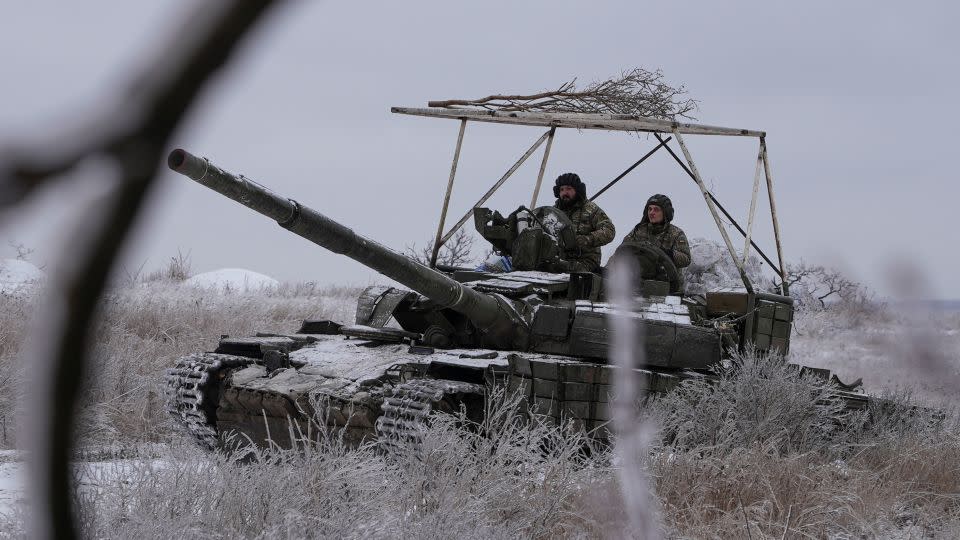 Ukrainian servicemen ride in a tank near Bakhmut, Dec. 13, 2023. REUTERS/Inna Varenytsia - Inna Varenytsia/Reuters