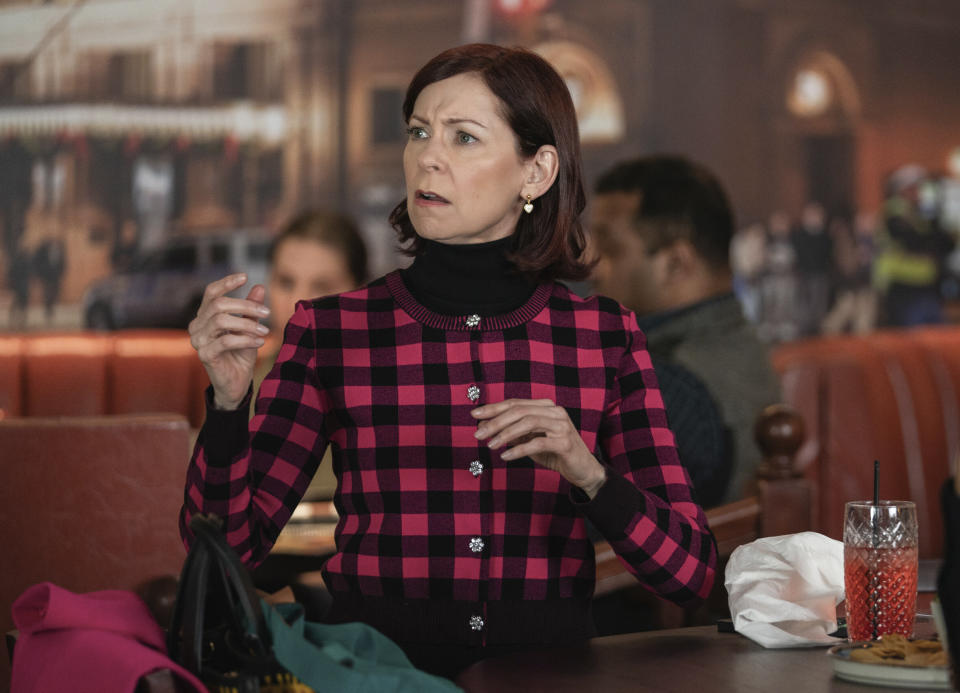 This image released by CBS shows Carrie Preston as Elsbeth Tascioni in a scene from "Elsbeth." (Michael Parmelee/CBS via AP)