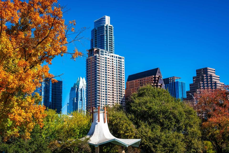 Fall Colors and Iconic Austin Texas views of Downtown Skyline