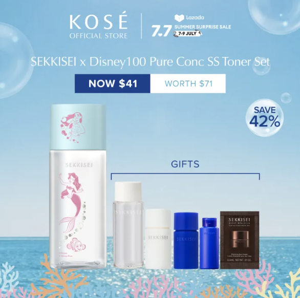 [Limited-Edition] Kose Sekkisei Disney 100 Pure Conc SS 200ml Toner + Travel Set . PHOTO: Lazada