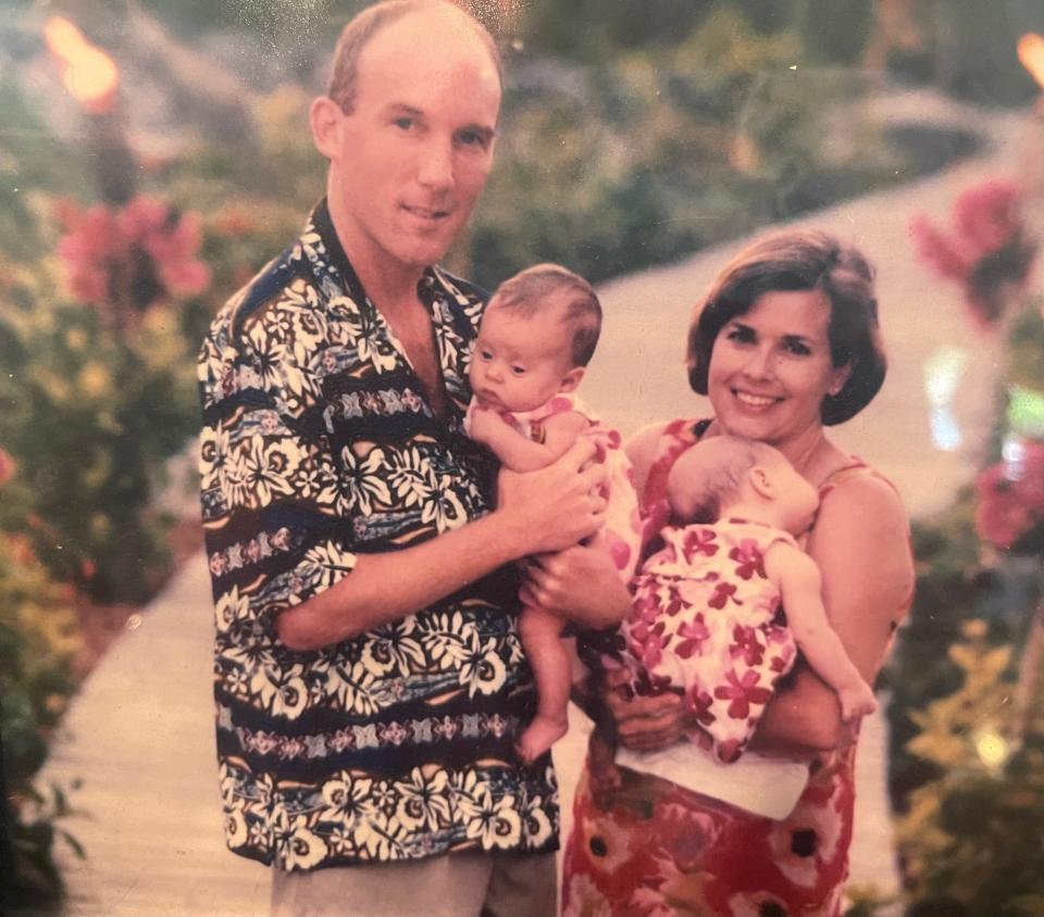 Jenny Green and husband, Ted, with their twin daughters in Florida before moving to Indianapolis.