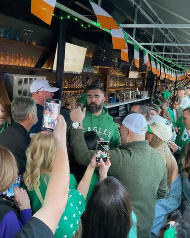 <p>Mediaâ€™s Towne House</p> Jason Kelce celebrates St. Patricks Day