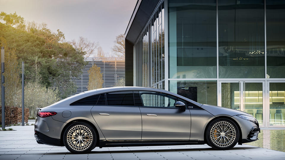 The 2022 Mercedes-AMG EQS from the side