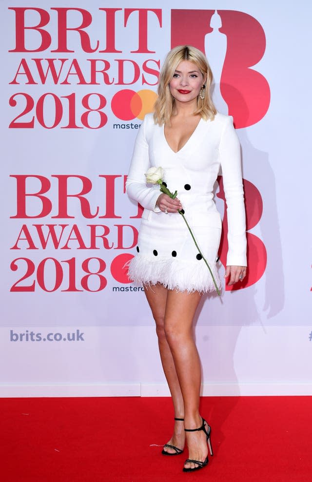 Holly Willoughby attending the Brit Awards at the O2 Arena, London