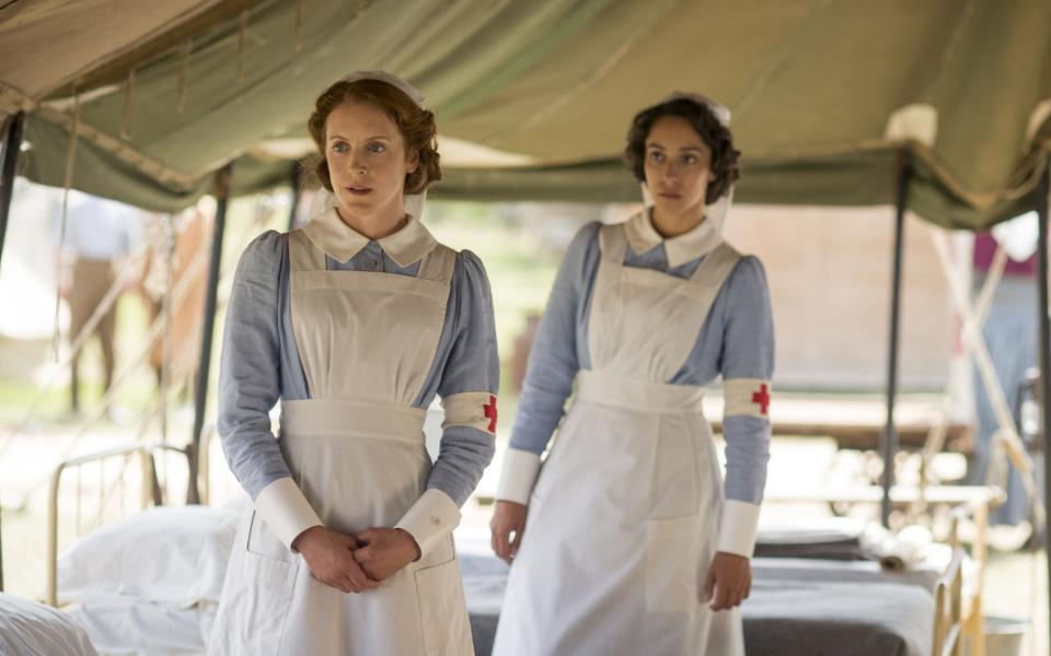 Drama The Crimson Field (L-R) Rosalie Berwick (MARIANNE OLDHAM), Kitty Trevelyan - Credit: Nick Wall 