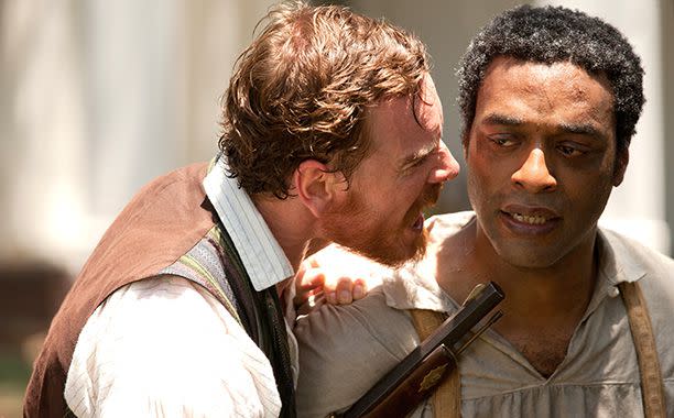 Francois Duhamel Michael Fassbender and Chiwetel Ejiofor in '12 Years a Slave'