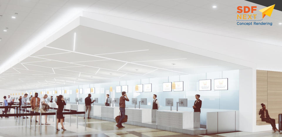 A refreshed ticketing area is also on the list of planned improvements as part of SDF Next, a multi-year, $400 million undertaking to modernize both consumer-facing and behind-the-scenes aspects of Louisville's main airport.