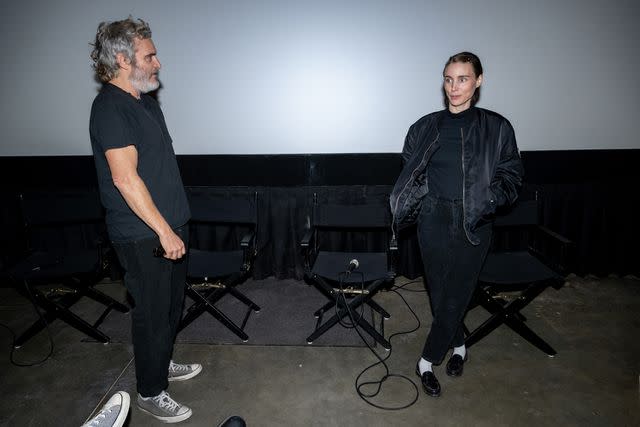 <p>Amanda Edwards/Getty</p> Joaquin Phoenix and Rooney Mara on Oct. 14, 2023