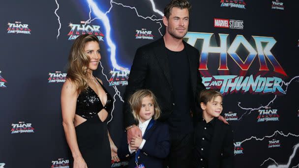 PHOTO: Elsa Pataky, Chris Hemsworth and their children Sasha and Tristan attend the Sydney premiere of Thor: Love And Thunder at Hoyts Entertainment Quarter on June 27, 2022 in Sydney. (Lisa Maree Williams/Getty Images)