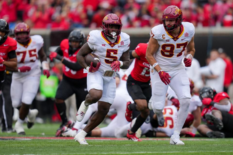 Iowa State running back Cartevious Norton had six carries for 28 yards in Saturday's win over Cincinnati. The victory brings the Cyclones to 4-3 on the season.