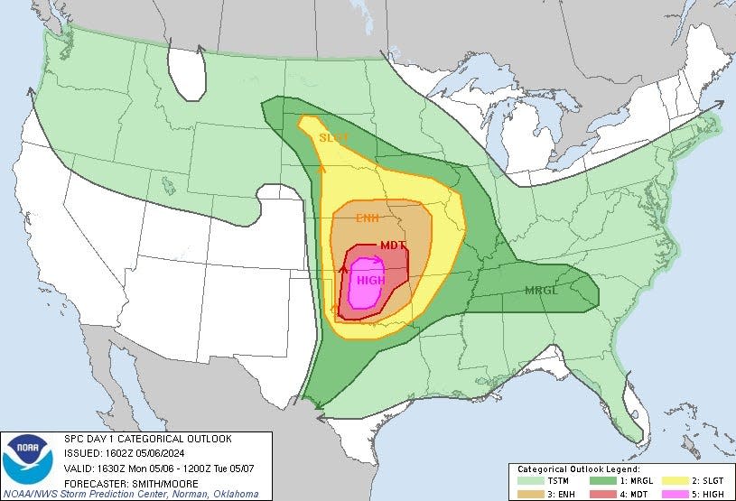 Rare 'high risk' warning issued Central U.S. braces for 'significant