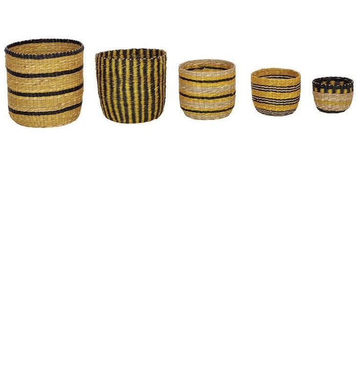 Yellow and Black Seagrass Baskets