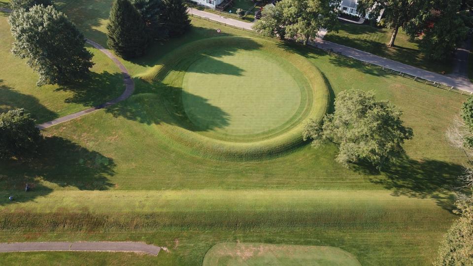 The Octagon Earthworks in Newark, Ohio, pictured July 30, 2019, became a UNESCO World Heritage Site in 2023. Moundbuilder's Country Club, an 18-hole golf course, has been leasing property with the Earthworks from the Ohio History Connection.