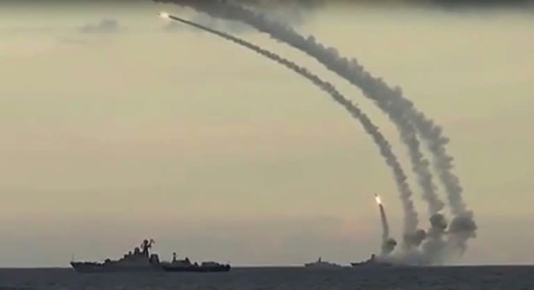A Russian warship in the Caspian Sea launched cruise missiles at Islamic State group targets based inside Syria, on November 20, 2015