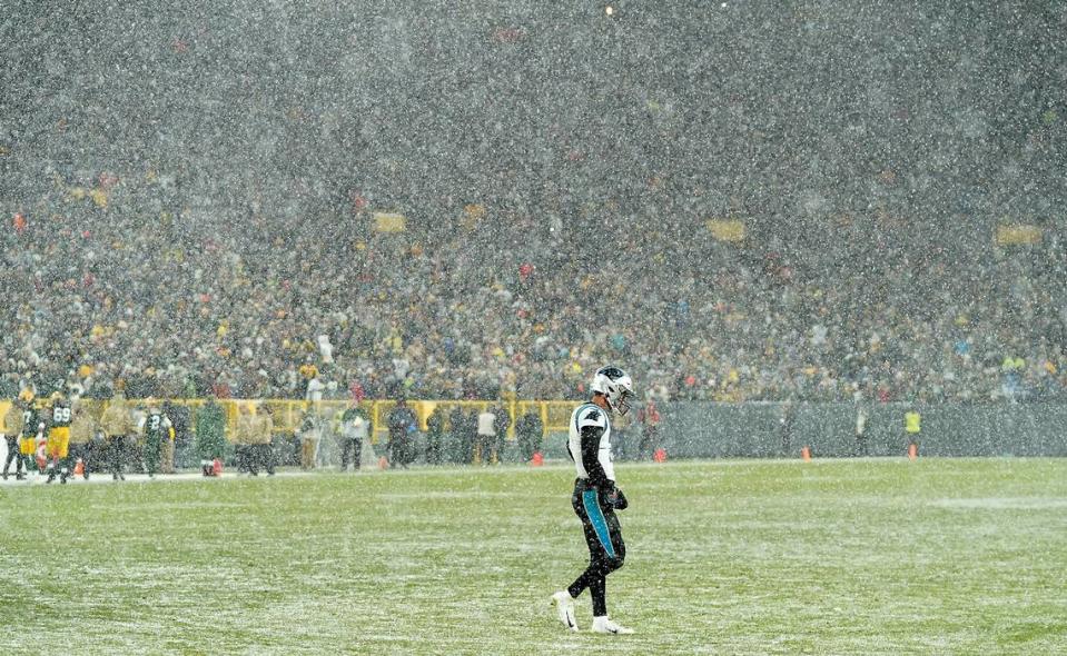 Carolina Panthers quarterback Kyle Allen walks to the team’s sideline during fourth quarter action against the Green Bay Packers on Sunday, November 10, 2019. The Packers defeated the Carolina Panthers 24-16 at Lambeau Field in Green Bay, WI.