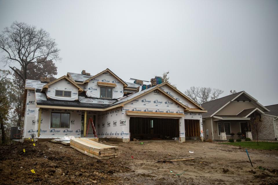 A new home under construction on SE Justice Court in Ankeny Thursday, Oct. 22, 2020.