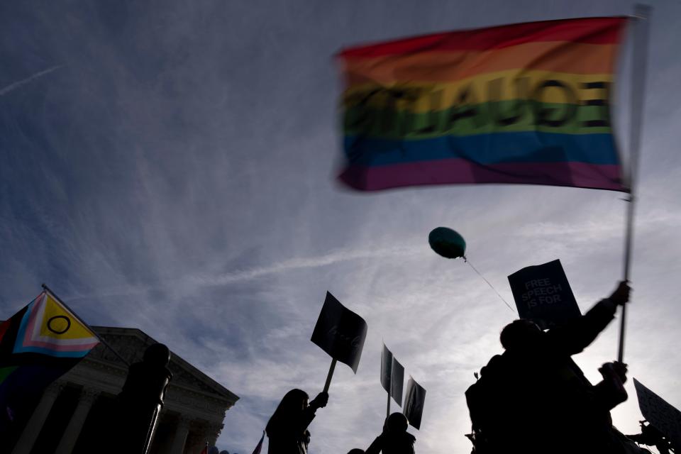 Protestors outside the Supreme Court.