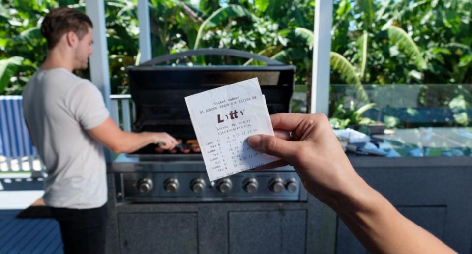 Lottery winner celebrates lotto win by hosting barbecue. Source: The Lott