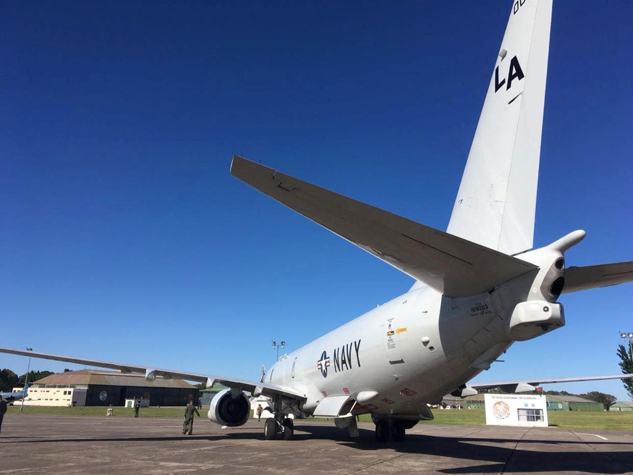 The US Navy's Boeing P-8A Poseidon seen before departing to take part in the search for the ARA San Juan: Reuters