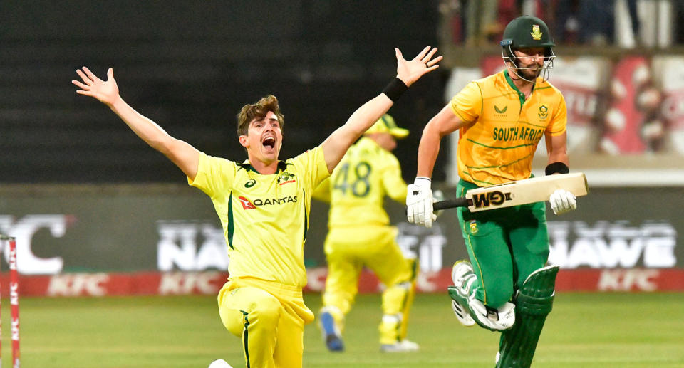 Seen here, Aussie fast bowler Sean Abbott appeals for a wicket against South Africa.