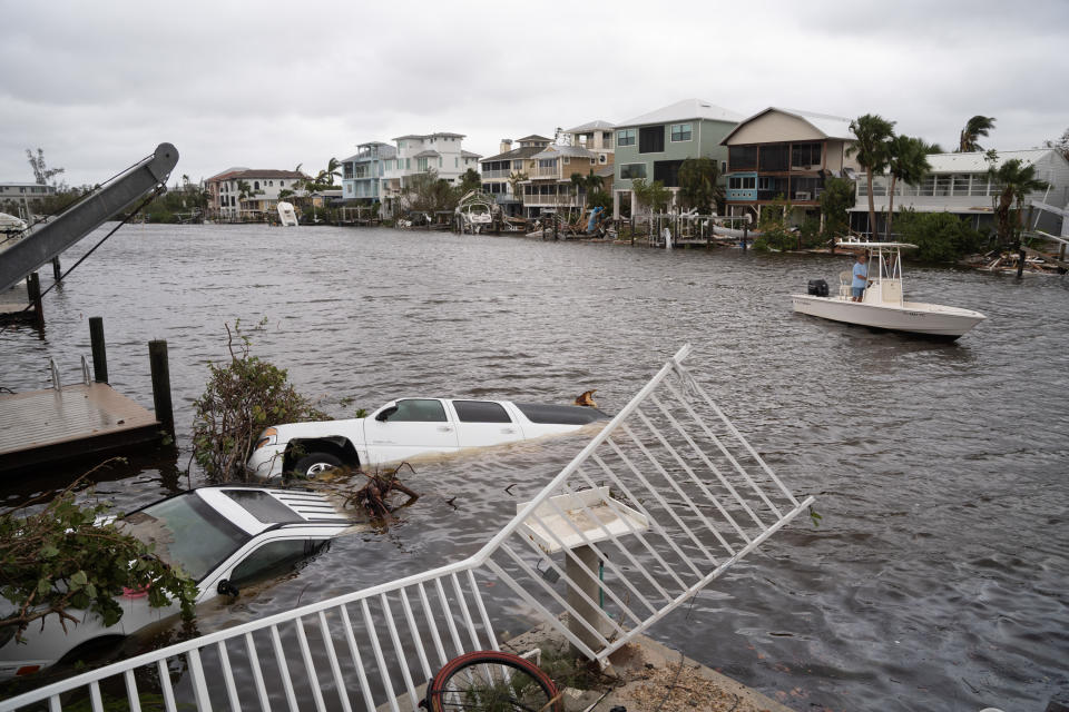 Submerged vehicles in Bonita Springs, Fla. 