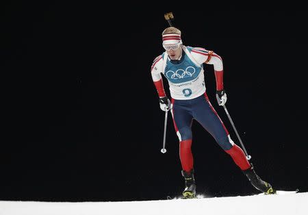 Biathlon - Pyeongchang 2018 Winter Olympics - Men's 20 km Individual Final - Alpensia Biathlon Centre - Pyeongchang, South Korea - February 15, 2018 - Johannes Thingnes Boe of Norway competes. REUTERS/Murad Sezer