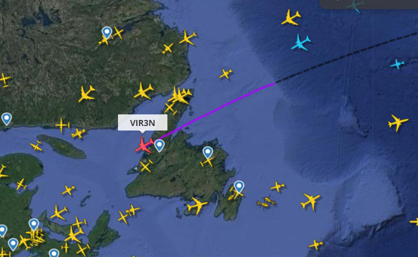 Flight VS3 (FlightRadar24)