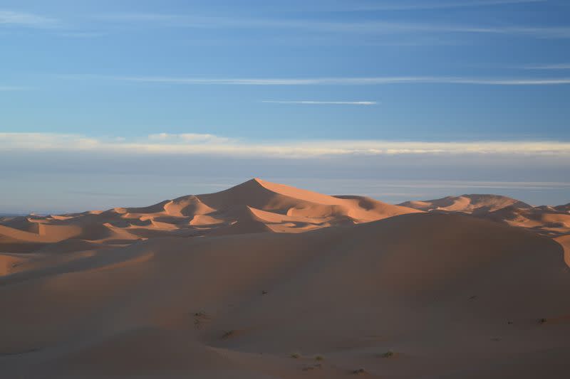 A view of the Lala Lallia star dune of the Sahara Desert